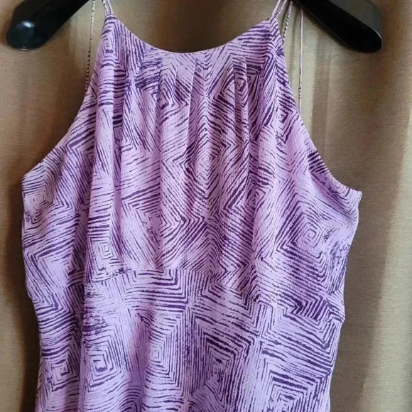 Evan Picone Vintage Boho Halter Dress Irregular Hem Mauve & Cranberry Flowy size - Picture 11 of 11